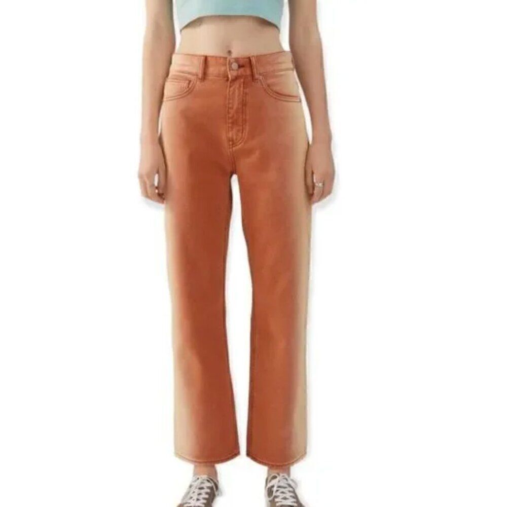 BDG Cowboy Jeans High Rise Straight Orange Ombre Piece Dyed size 25 NWT